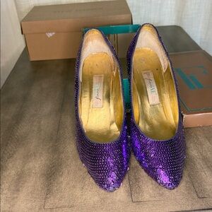 Federico Leon Sparkling Purple Sequin Heels
